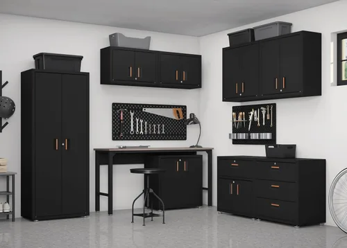 Vista 7 de para el hogar, gabinete de pared de acero listo para armar con dos puertas (negro)
