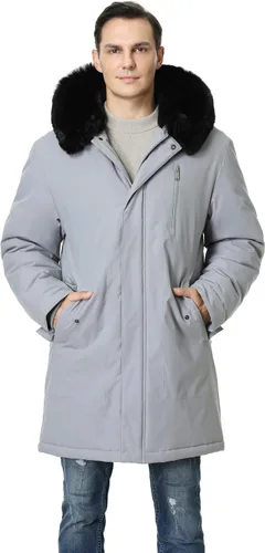 Vista 4 de Abrigo de invierno impermeable para hombre, cálido y largo, parka, resistente al viento y al agua, con capucha