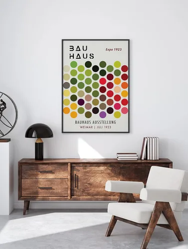 Vista 2 de Póster de círculos de Bauhaus para pared, impresión artística de Bauhaus, póster geométrico, arte abstracto de pared Bauhaus, inspirado en Bauhaus