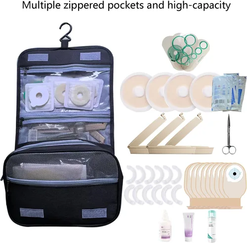 Vista 2 de Ostomía Colostomía Kit de bolsa de viaje con tijeras de ostomía colgante organizador bolsa para suministros de ileostomía
