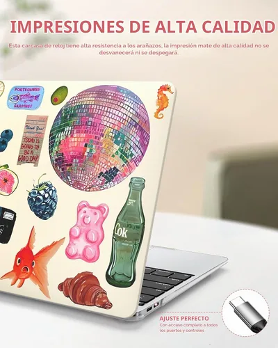 Vista 7 de iCasso - Funda para MacBook Air de 13 pulgadas, diseño de pegatinas vintage 2020 A2337 M1 Macbook Air 13 pulgadas protectora de plástico duro