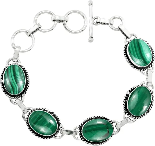 Vista 11 de Natural & Synthetic Gemstones 925 Silver Plated Handmade Link Bracelets Amatista