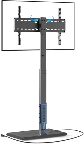 Vista 10 de Afaloona Soporte universal para TV de suelo, soporte de TV con toma de corriente y estante extraíble para TV de 32 a 75 pulgadas de hasta 110