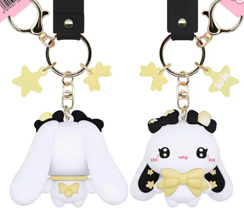 Vista 3 de HONYJOOM Lindo llavero de regalo Llavero de anime kawaii con diseño de conejo y conejo demonio para mochila colgante de bolsa