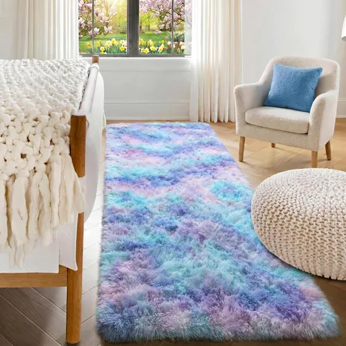 Vista 103 de ONASAR - Alfombra de pasillo negra de 2 x 6 pies, esponjosa, lavable, ultrasuave, afelpada, peluda, tapete para bebés, dormitorio de niños, armario