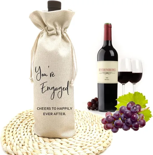 Vista 6 de Socive Bolsa de vino de compromiso – You're Engaged, regalos de compromiso para parejas, regalo de compromiso personalizado, regalo de novia