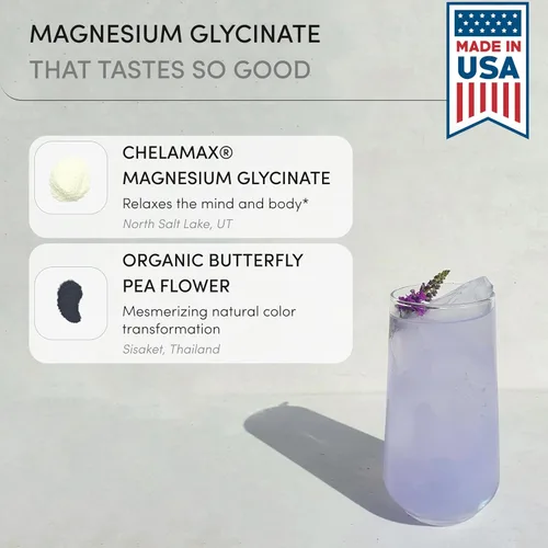 Vista 3 de Polvo de glicinato de magnesio 200 mg Bisglicinato quelado de alta absorción con flor de guisante de mariposa orgánica Apoya el alivio