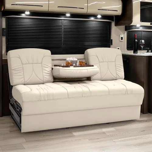 Vista 11 de De Leon - Sofá cama consola para caravana, 66 pulgadas de ancho, cuero definitivo, color ceniza