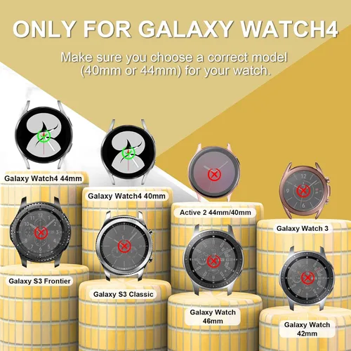 Vista 2 de DABAOZA Compatible con Samsung Galaxy Watch 4 5 Banda de 1.575 y 1.732 pulgadas con funda de parachoques con purpurina, correa ajustable suave y oro