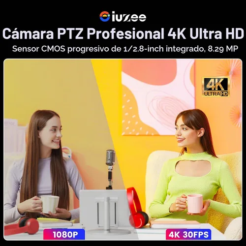 Vista 3 de Cámara PTZ 4K UHD con seguimiento automático AI, zoom óptico 20X, USB3.0/HDMI/LAN PoE, transmisión en vivo IP, cámara de sala de conferencias PTZ