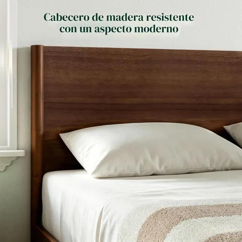 Vista 3 de Zinus Allen - Marco de cama de madera de mediados de siglo, tamaño Espresso