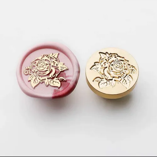 Vista 3 de 3 piezas de sello de cera de rosa de repuesto solo de cera de sellado retro antiguo para álbumes de recortes, cabeza para invitaciones de boda