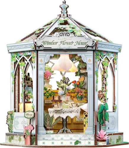 Vista 9 de Kit de Rincón de Libro - Kit de Casa de Muñecas en Miniatura DIY Scene para Adultos, Rompecabezas 3D de Estantería 255 Piezas, Modelo de Casa