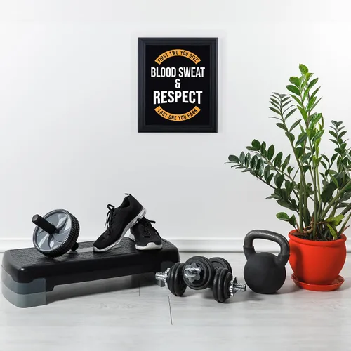 Vista 4 de AMERICAN LUXURY GIFTS Sangre, sudor y respeto - Arte de pared motivacional - Decoración de gimnasio y oficina - Impresión sin marco de 8 x 10