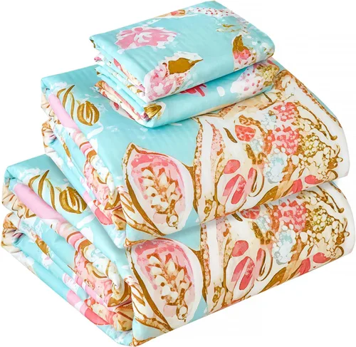 Vista 47 de Zusbest Juego de sábanas florales de 100 % algodón percal, color naranja y amarillo, juego de sábanas suaves y transpirables con diseño botánico