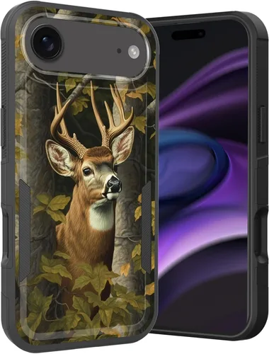 Vista 104 de Funda para iPhone Air, doble capa híbrida resistente resistente a prueba de golpes de policarbonato duro + funda protectora de silicona suave