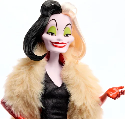Vista 3 de Mattel Juguetes de Princesas Disney, Pack Múltiple de Villanas con Muñecas de Moda de la Reina Malvada, Cruella de Vil y Yzma, Colección