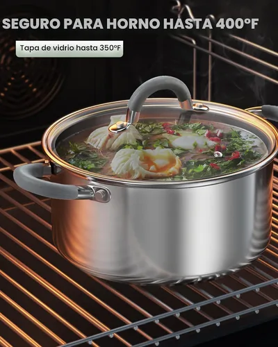 Vista 7 de Cook N Home Basics - Juego de utensilios de cocina de acero inoxidable Mango de silicona gris