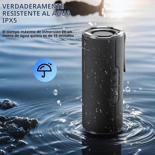 Vista 2 de COOPERS Altavoz Bluetooth portátil, altavoz Bluetooth inalámbrico, altavoces impermeables IPX5 con luces RGB, graves profundos de sonido estéreo