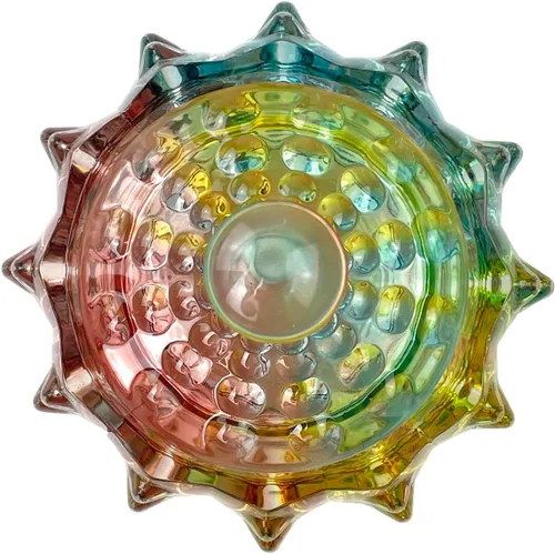 Vista 4 de Tarro de almacenamiento de caramelos de vidrio de cristal colorido con relieve, lujoso recipiente para buffet de galletas con tapas, caja
