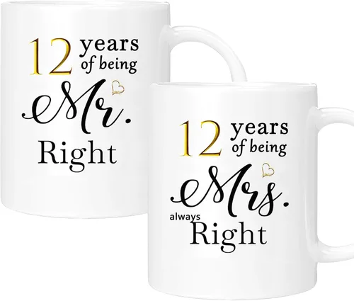 Vista 19 de Juego de 2 tazas de café para el 10º aniversario, regalos de boda para parejas, padres, hombres, mujeres, marido, esposa, él, ella, caja de regalo