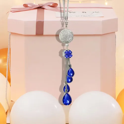 Vista 5 de Bling - Accesorios para autos, para mujeres y hombres, decoración colgante de cristal para espejo retrovisor, bola de cristal, cristal de buena