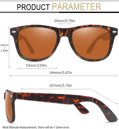 Vista 5 de Joopin Gafas de sol cuadradas polarizadas con protección UV para hombre y mujer