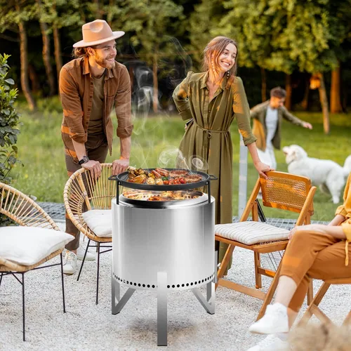 Vista 7 de Onlyfire - Soporte para fogata de acero inoxidable para estufa individual de 15 pulgadas y fogata de 19.5 pulgadas, accesorio para fogatas al aire