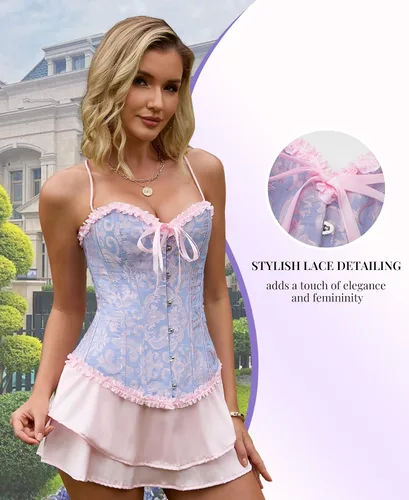 Vista 162 de SZIVYSHI Corsé para mujer, lencería moldeadora, body con cintura de encaje