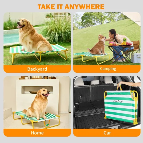 Vista 6 de everfront Cama elevada plegable para perros, cama elevada portátil para acampar, cama para perros de verano al aire libre