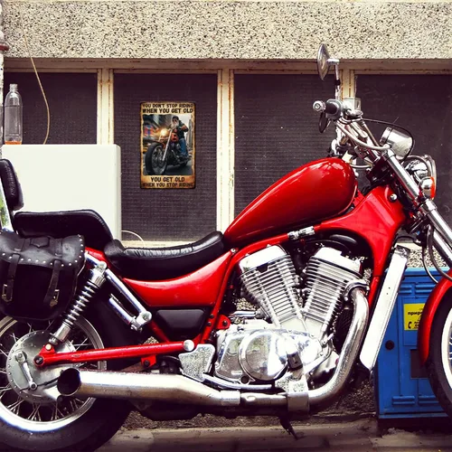 Vista 5 de GLOBLELAND Letrero de metal vintage de metal para motocicleta de 12 x 8 pulgadas con texto inspirador retro con texto inspirador para pared