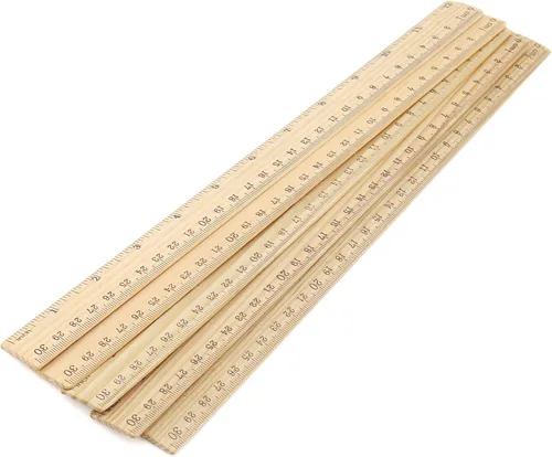 Vista 5 de MUKCHAP Paquete de 144 reglas de madera, rectas de 12 pulgadas, madera métrica de 11.8 in con centímetros y pulgadas para medir, oficina, 2 escalas