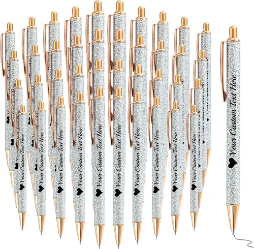 Vista 76 de Bolígrafos con purpurina personalizados con nombre, bolígrafos bonitos y bonitos personalizados, bolígrafos retráctiles de tinta negra, suministros
