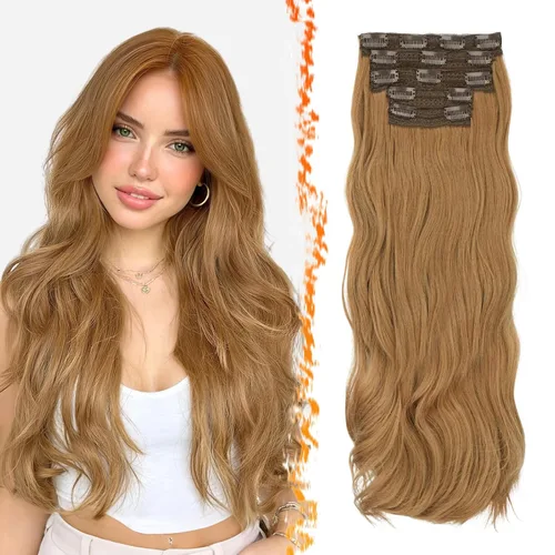Vista 9 de BARSDAR 24 Inch Synthetic Layered Loose Wavy Black Clip in Hair Extensions