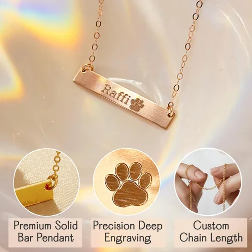 Vista 5 de Pet Lovers Custom Name Necklace – Honor Your Furry Friend 925 Sterling Silver, Gold, Rose Gold Necklace Cat Lover Gifts Dog Christmas Gifts