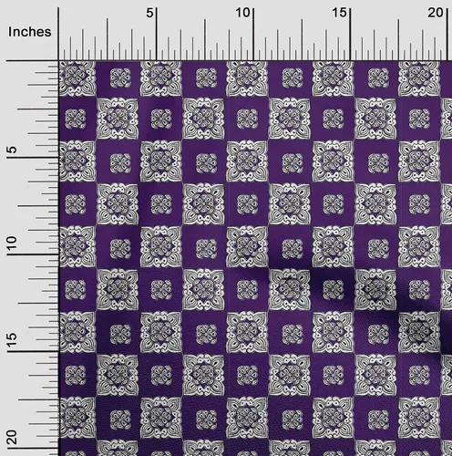 Vista 2 de oneOone Cotton Flex Dark Blue Fabric Block Quilting Supplies Print Sewing Fabric by The Yard 40 Inch Wide-0Q