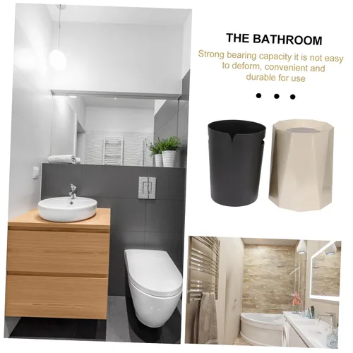 Vista 8 de Alipis Bote de basura dorado para cocina, cubo de basura para dormitorio, papelera, papelera, oficina, baño, papelera, oficina, papelera, cubo