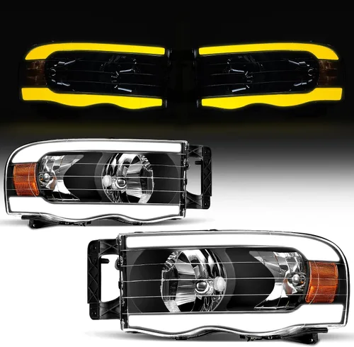 Vista 45 de oEdRo Switchback - Conjunto de faros delanteros LED compatibles con Accord 2003 2004 2005 2006 2007 DRL, par de repuesto con carcasa negra