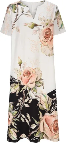 Vista 5 de Vestido de verano para mujer, casual, con bolsillos, floral, holgado, manga corta, cuello en V, talla grande, bohemio, trajes de verano