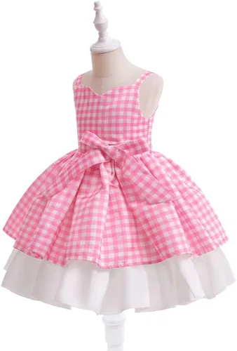 Vista 4 de Disfraz rosa de princesa con lazo para niñas, disfraz de cosplay de película, disfraz de fiesta de Halloween