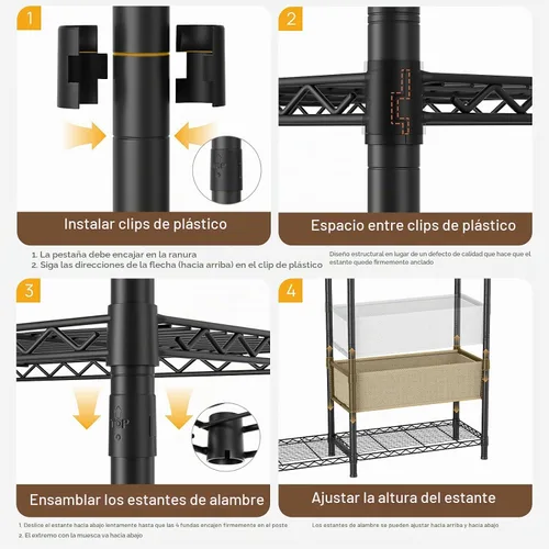 Vista 4 de Golpart Armario de metal resistente con estantes de alambre ajustables Closet Organizers and Storage Clothing Rack Metal System Freestanding