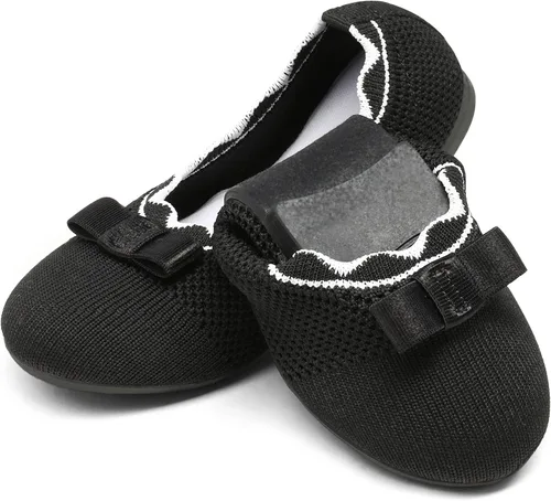 Vista 6 de DREAM PAIRS Zapatos planos de ballet para niñas cómodos y sin cordones de punto (niñoniño pequeño)