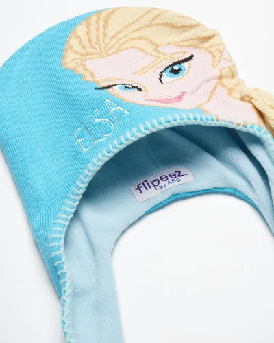 Vista 3 de Disney Flipeez - Gorro de invierno para niña con forro polar 3D con solapa para las orejas Frozen Elsa Minnie Mouse Edad 4-7