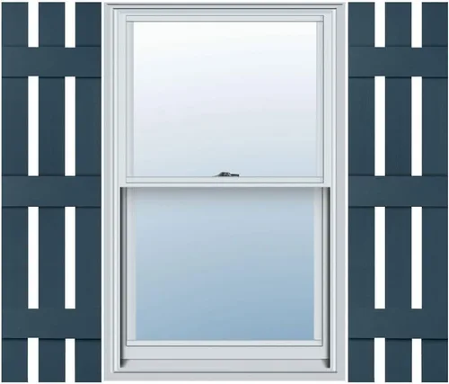 Vista 21 de Mid America Board and Batten - Persiana estándar de vinilo con 3 tablas espaciadas de 12 pulgadas (1 par) - 12 x 55 002 negro