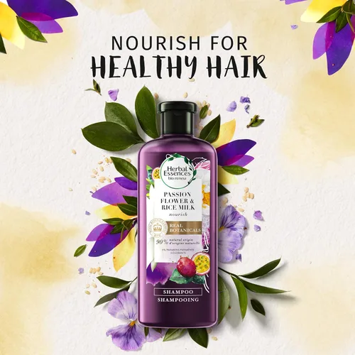 Vista 5 de Herbal Essences bio:renew Champú nutritivo con leche de arroz y flor de pasión, 13.5 fl oz