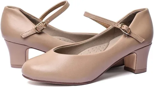 Vista 3 de Stelle Zapatos de carácter para mujer, zapatos de baile de 1.5"2" con correa de tobillo, tacones de baile para sala de baile, salsa, tango