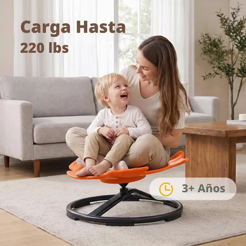 Vista 4 de Silla giratoria sensorial para autismo para niños autistas, color Naranja