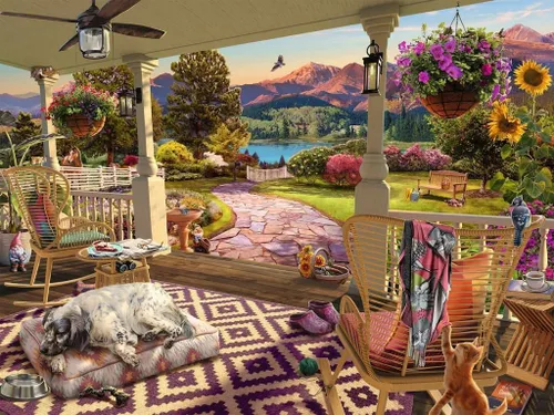 Vista 2 de Rompecabezas de 750 piezas de gran formato Cozy Front Porch de Ravensburger Calidad premium Tecnología Softclick única para una experiencia