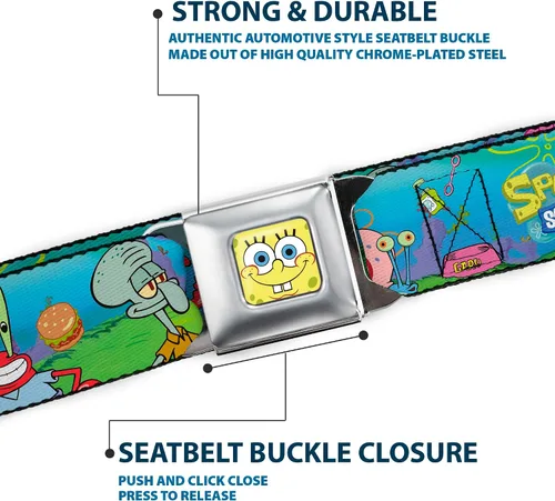 Vista 6 de Buckle-Down Cinturón de seguridad – Bob Esponja y Amigos/Logo – 1.0 pulgadas de ancho – 20-36 pulgadas de largo