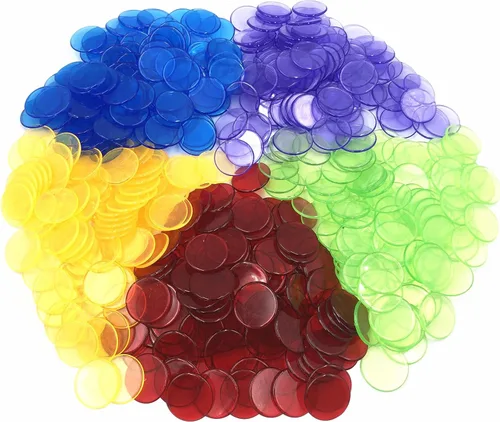 Vista 5 de Yuanhe 500 piezas 3/4 pulgadas transparente Bingo contando chips de color mezclado